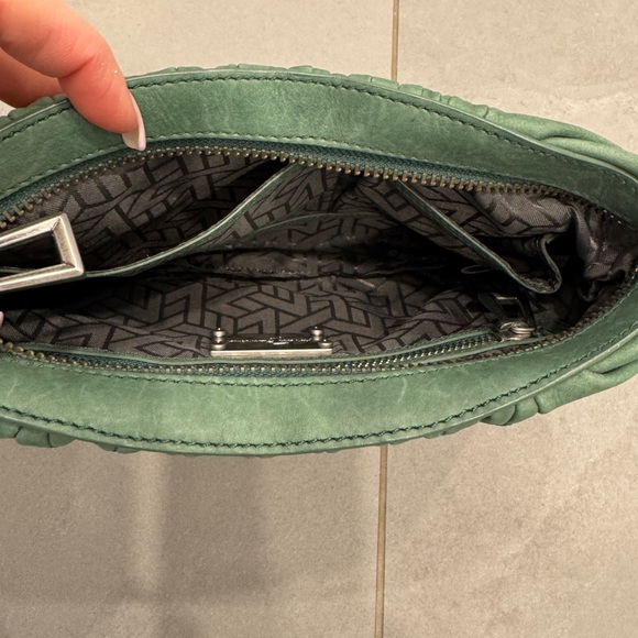 Green Textured Leather Clutch